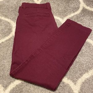 Gap Slim City Crop pants, burgundy, size 2r